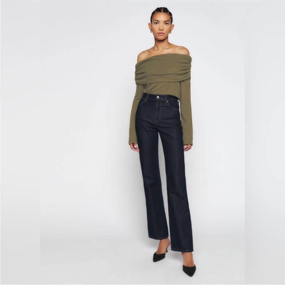NWT reformation azure knit top in olive - size L